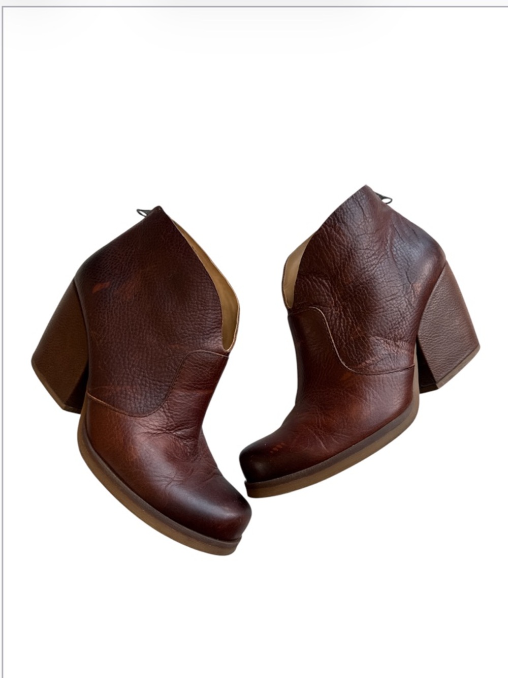 Korks Gemini Brown Distressed Leather Zip Up Ankle Boots Booties Size 7.5